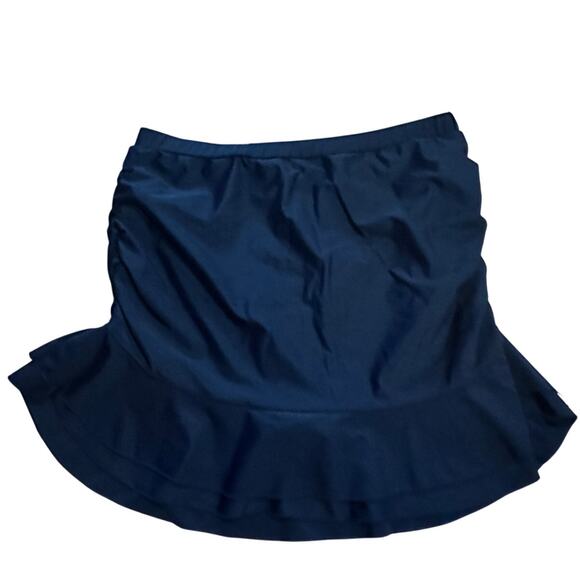 Plus Size Navy Blue Swim Skirt US 20 Ruched Side Ruffle Hem Skort Bottom - Picture 1 of 9